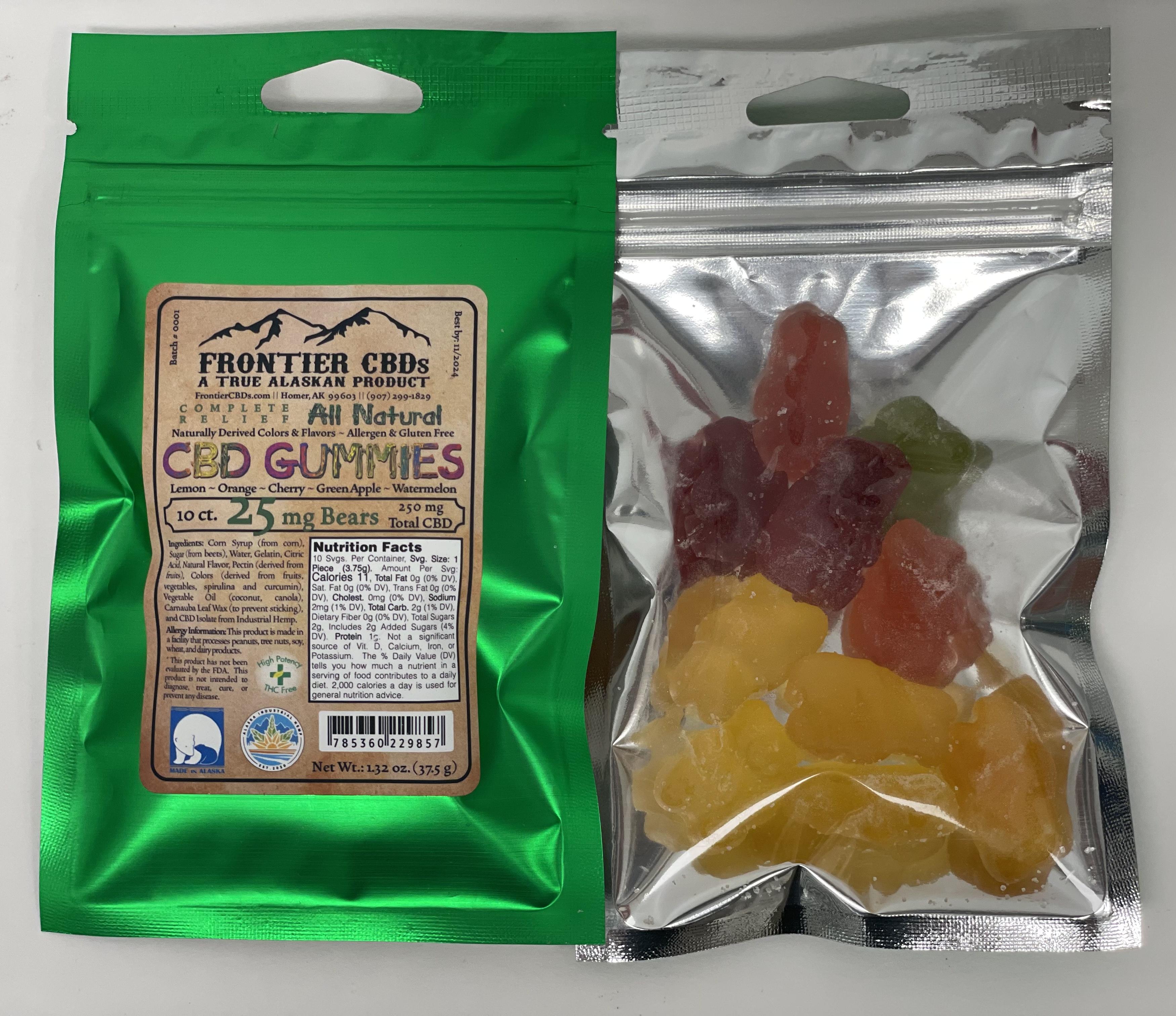 CBD All Natural Gummies - 10ct, 25mg