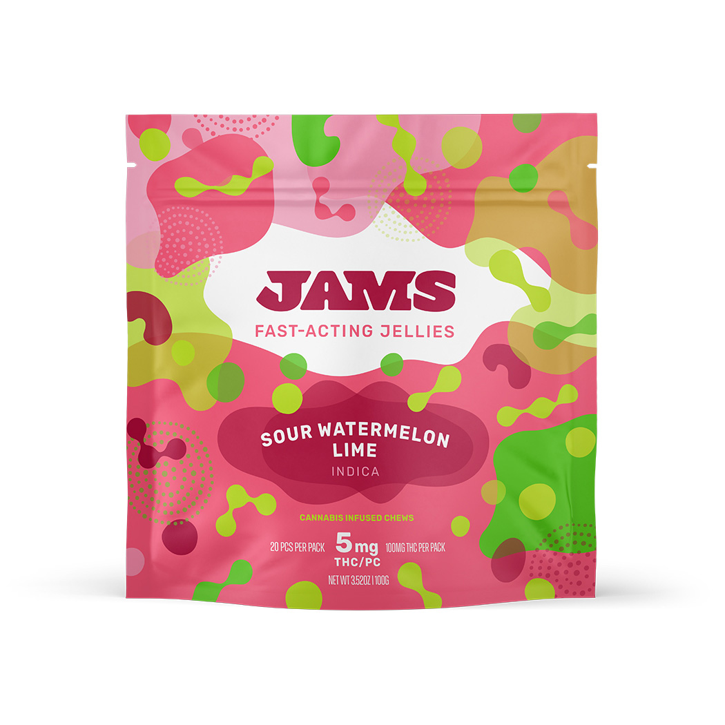 Jams Nano Jellies | Sour Watermelon Lime | Fast Acting Gummy | 20 Pack | 5mg