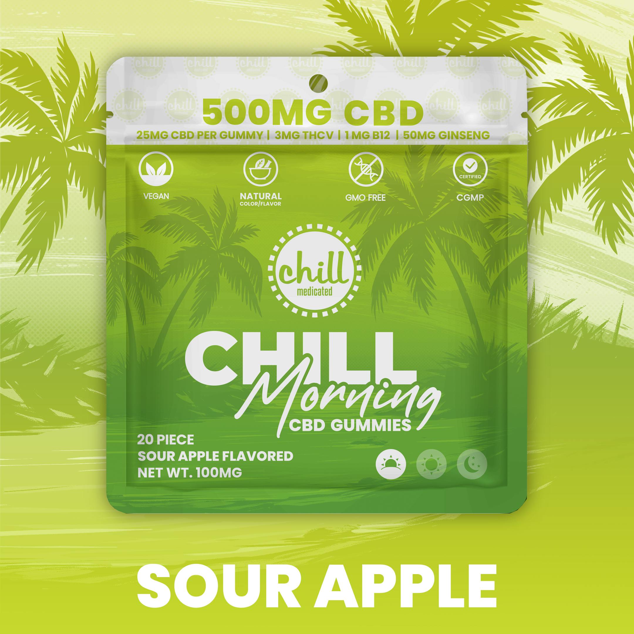 Chill Medicated - Morning Green Apple - 500mg CBD Gummies