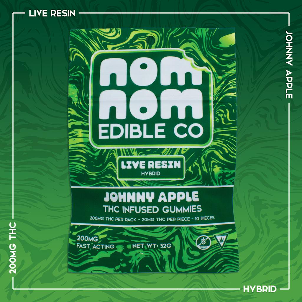 Nom Nom | 200mg THC Live Resin Gummies | Johnny Apple