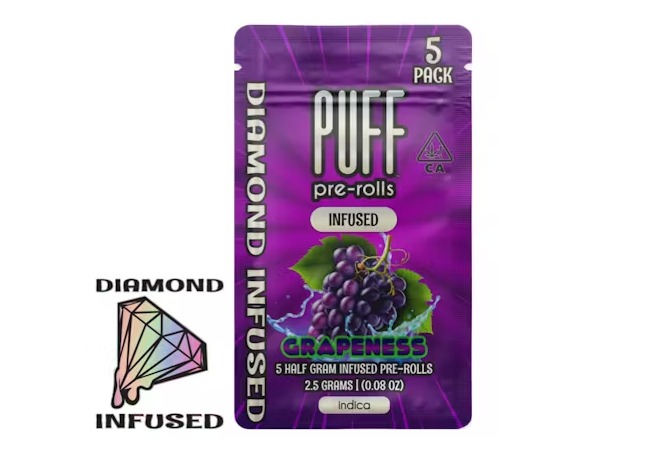 Grapeness | Diamond Infused Pre-Rolls | 5pk | 2.5g