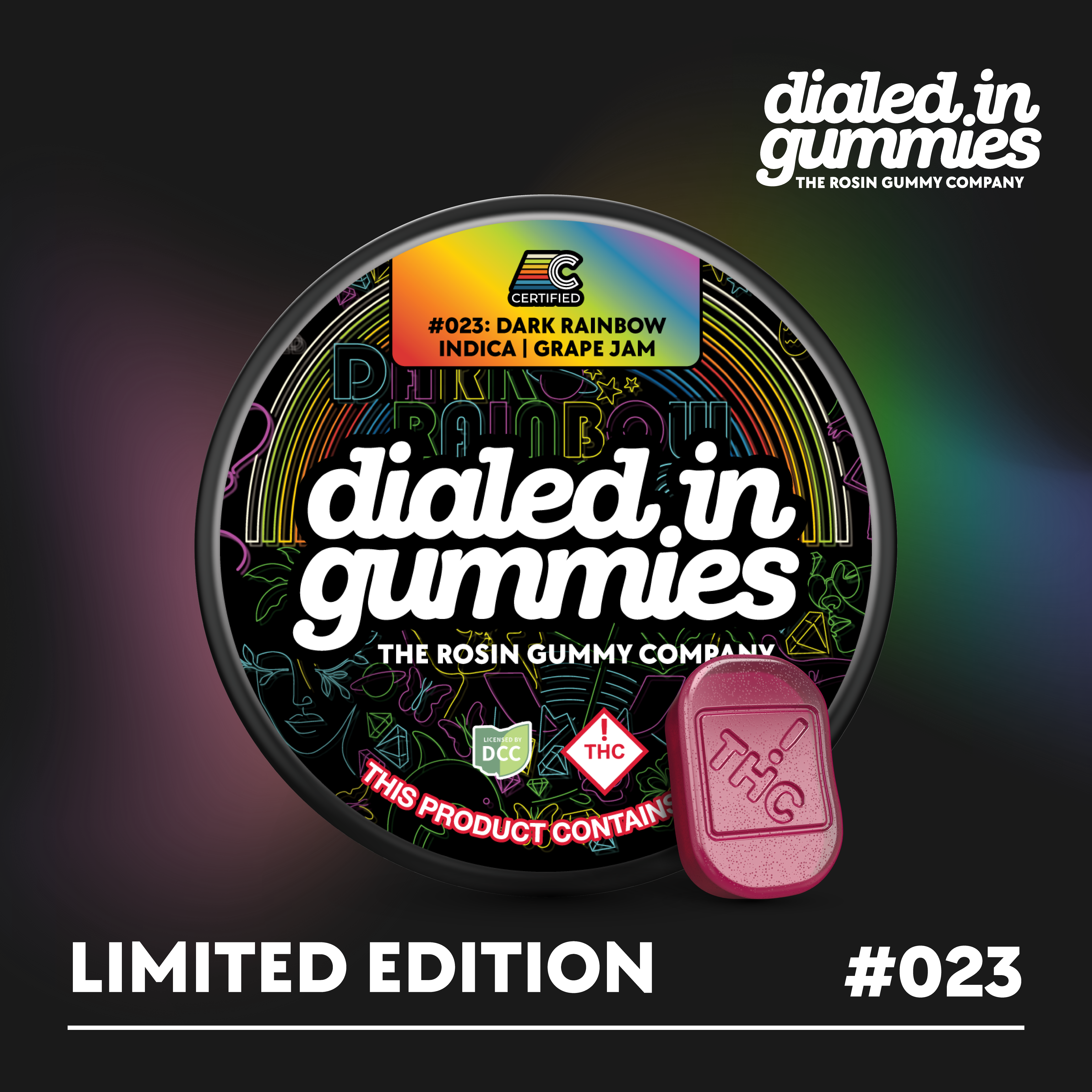 Dialed In Gummies Grape Jam Dark Rainbow