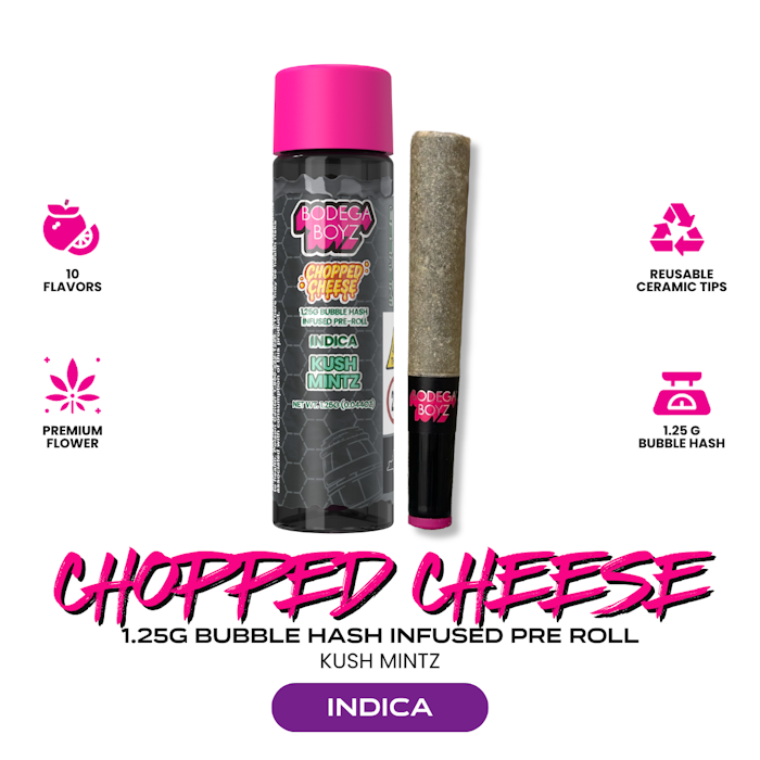 kush mintz | 1.25g | Chopped Cheese Bubble Hash Infused Preroll