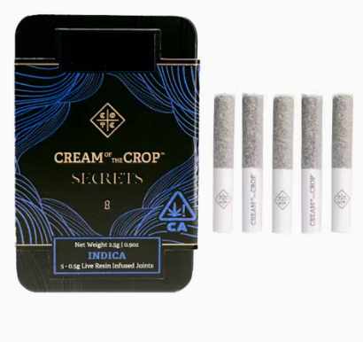 Cream Of The Crop Secrets Han-Solo Burger 5 x 0.5g Live Resin Infused Prerolls Indica
