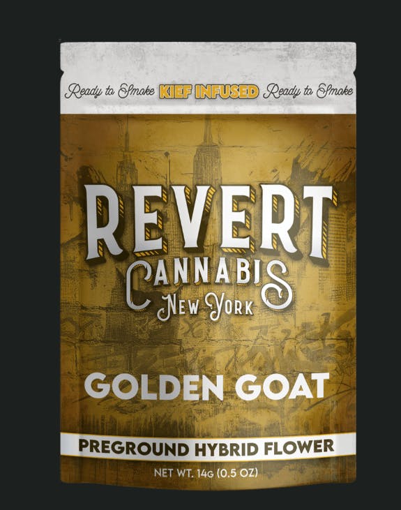 Revert | Pre Ground Infused Flower | Golden Goat | Kief Infused | 14g | Hybrid | THC 31.1%