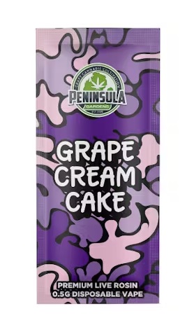 Peninsula Gardens Grape Cream Cake Rosin 0.5g Disposable
