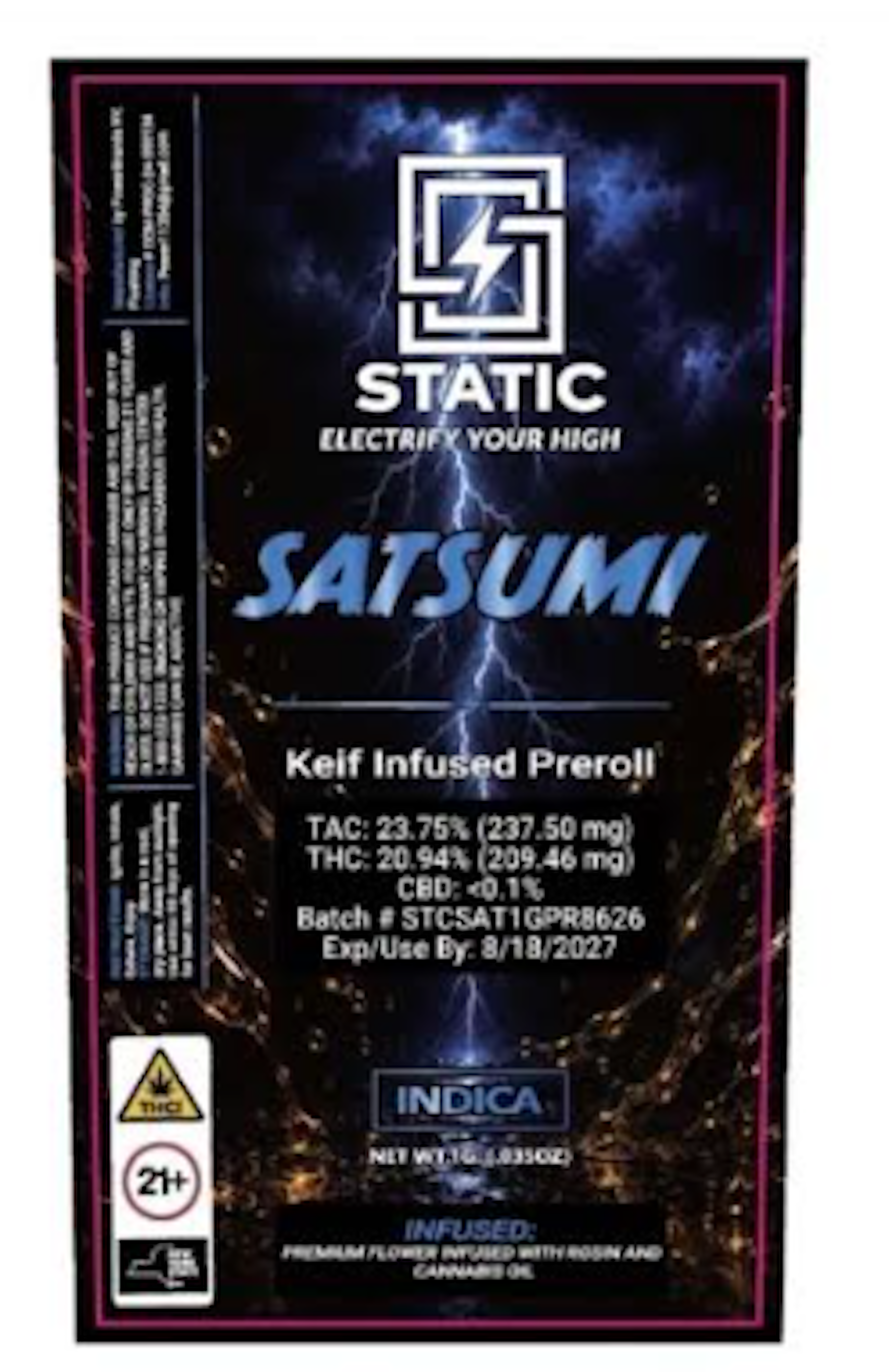 Static | Satsumi Kief Infused Pre Roll
