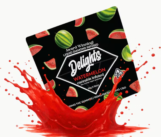 Delights: Watermelon Indica Gummies 10PK 100MG - .1g