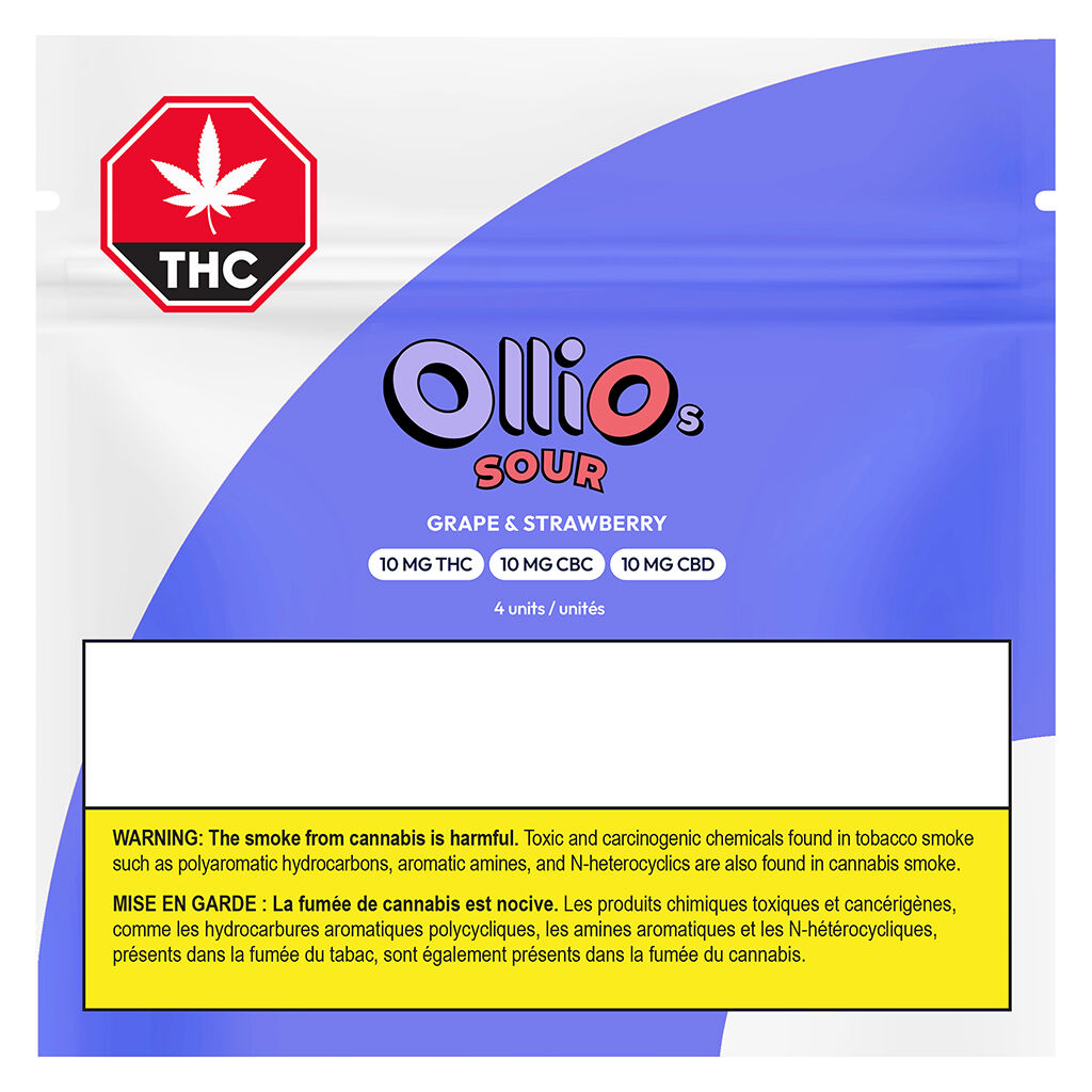 Olli O's - Sour Grape & Strawberry THC/CBC/CBD - 4 Pack