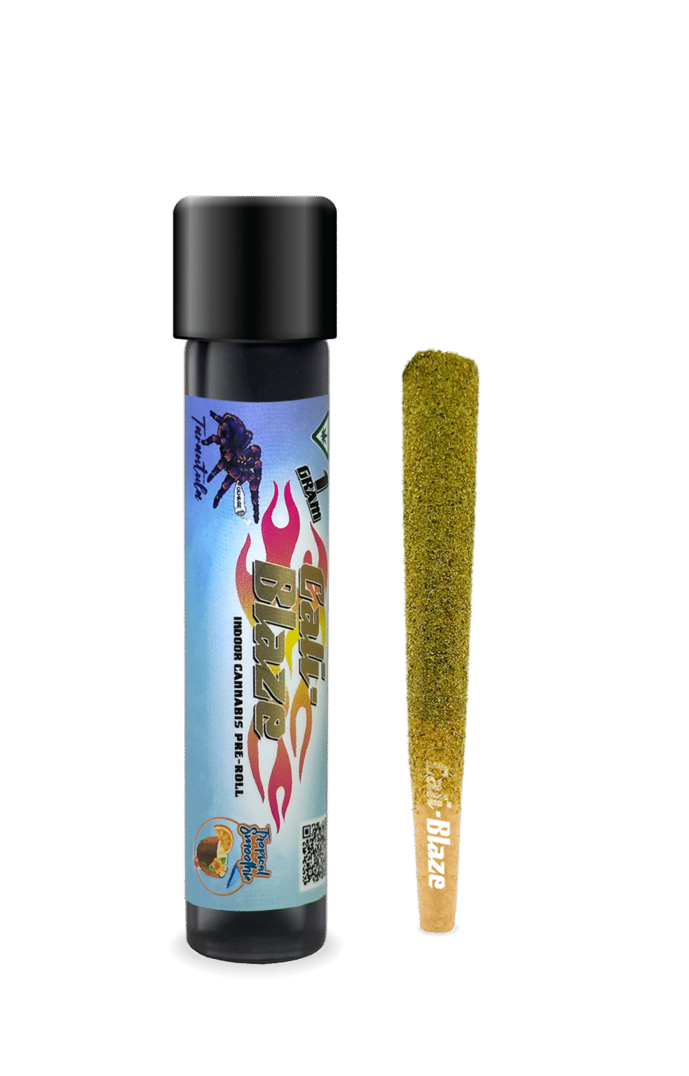 Cali-Blaze Tarantula | Tropical Smoothie | Kief Coated & Liquid Diamond Infused Preroll - 1g