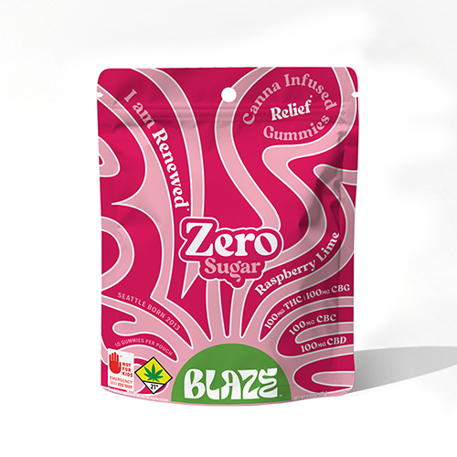 BLAZE GUMMY - Raspberry Lime (Sugar Free) 1:1:1:1 CBG:CBC:CBD:THC 400mg 10PK