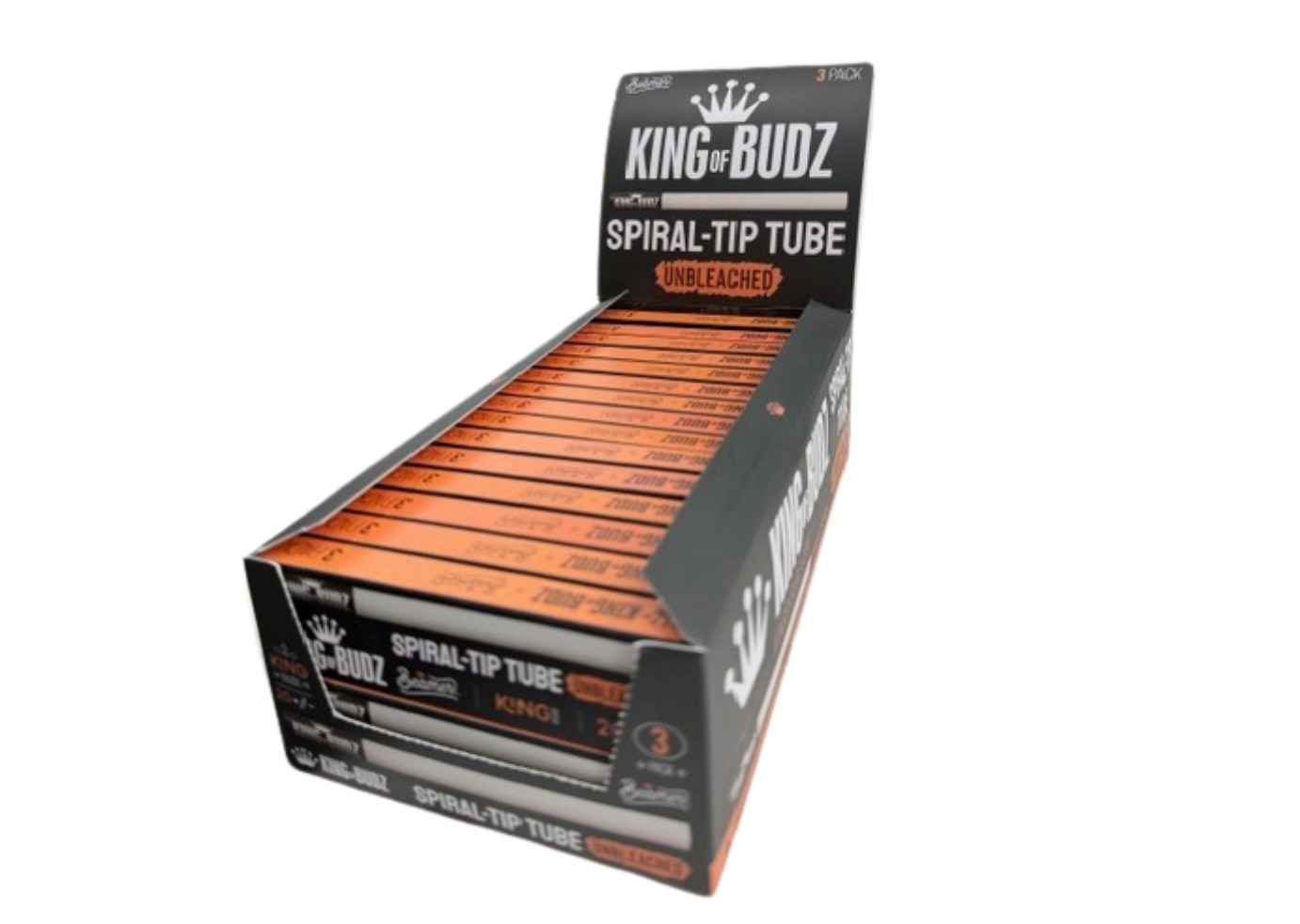King Of Budz - 3pk Cones - King Size Unbleached Spiral Tip