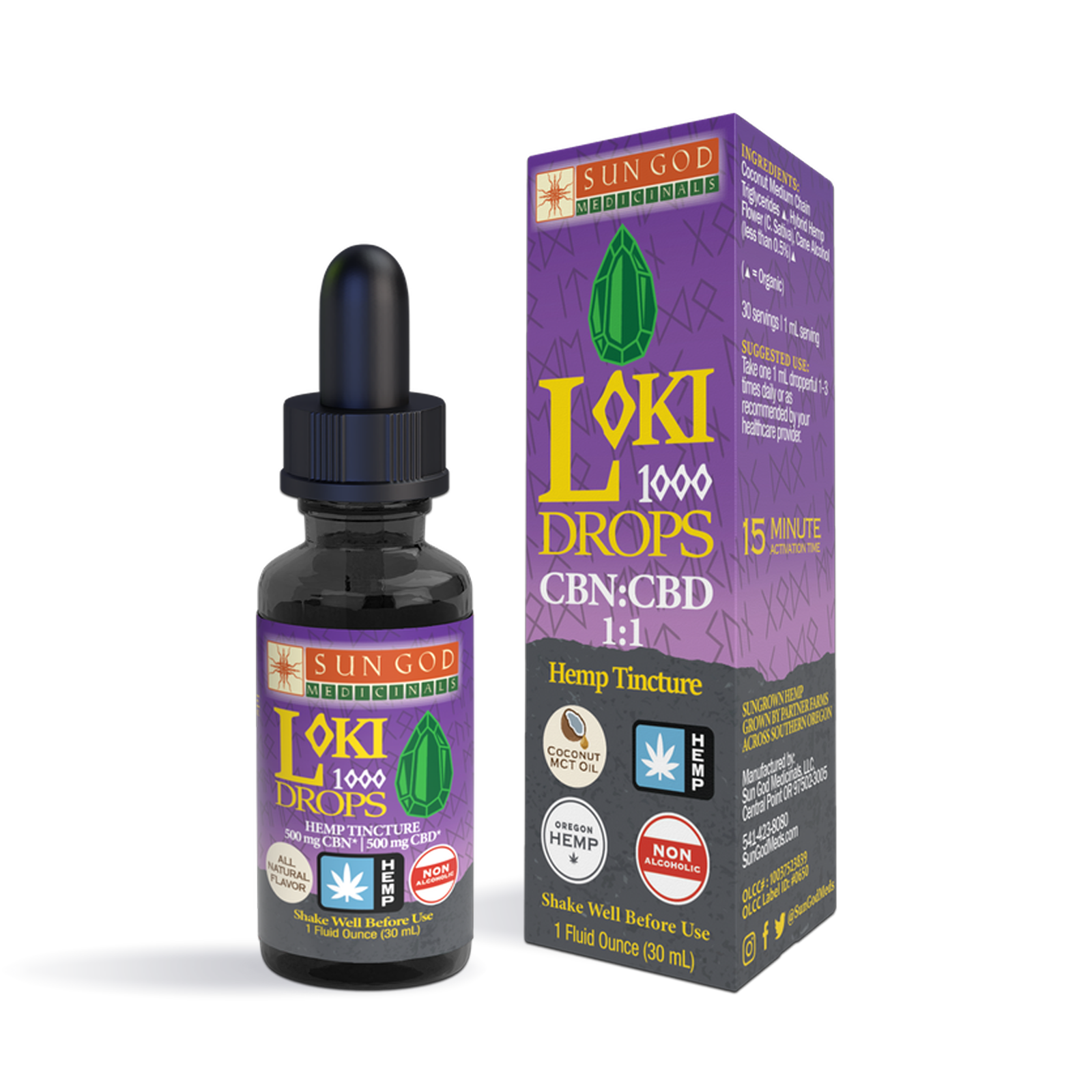 1:1 CBN:CBD Loki 1000 Drops Hemp Tincture