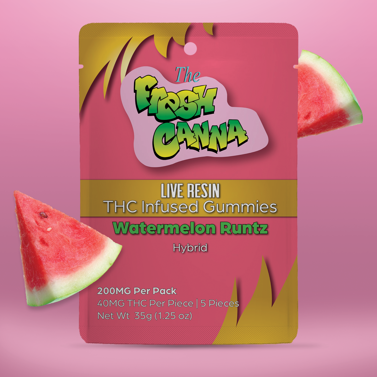 FRESH CANNA - WATERMELON RUNTZ - LIVE ROSIN GUMMIES - 200MG