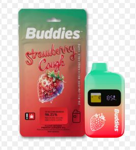BUDDIES - DISPOSABLE - VAPE DISTILLATE - 2G - STRAWBERRY COUGH