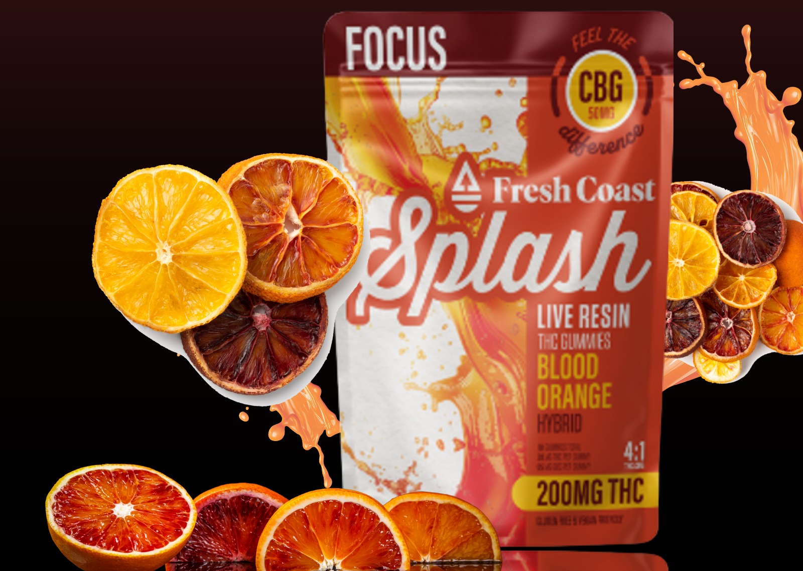 SPLASH | 200MG LIVE RESIN GUMMIES | 4:1 THC:CBG | BLOOD ORANGE