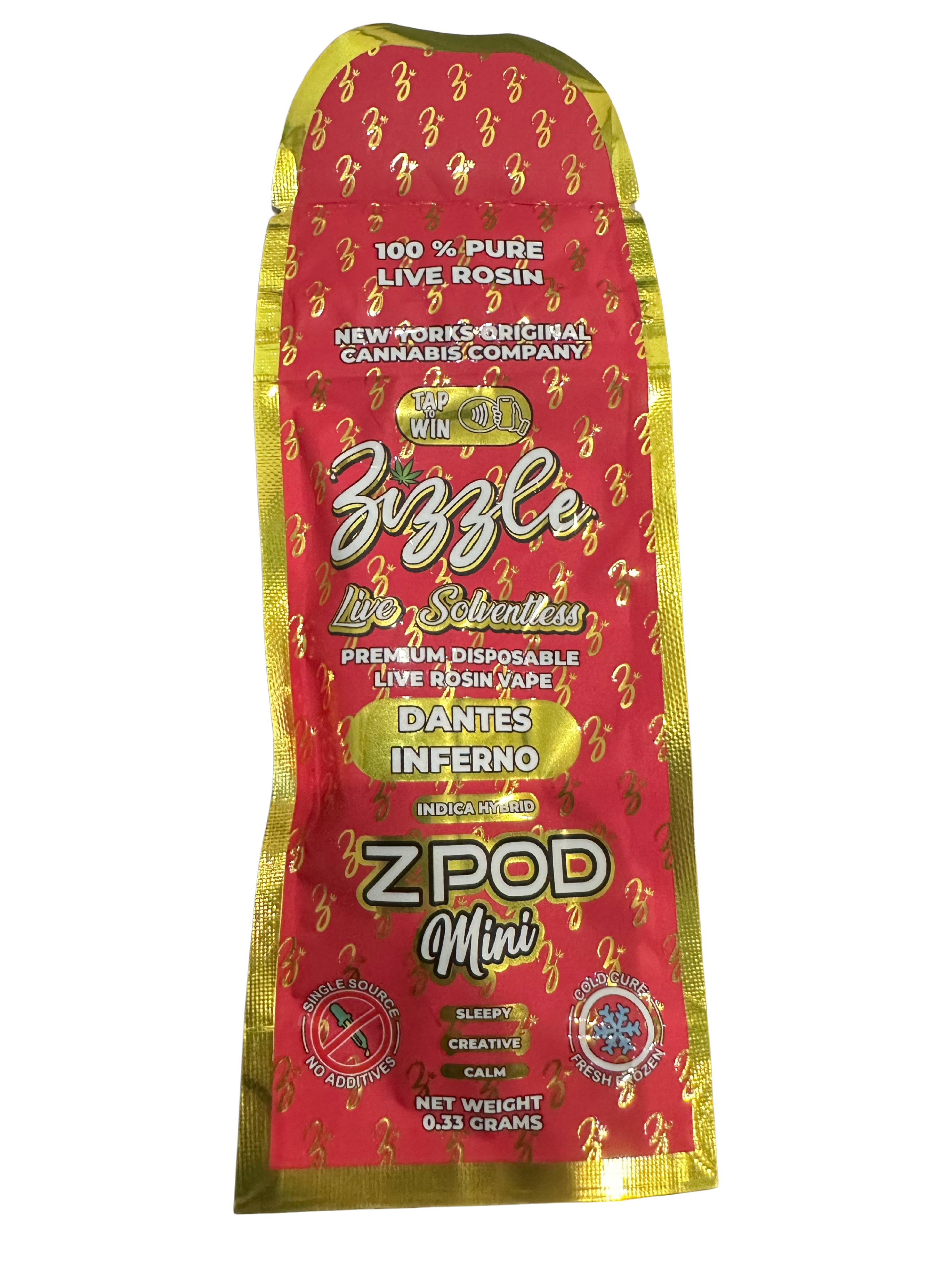 Zizzle | Dante's Inferno | .33g Zpod Mini Rosin Vape (Indica-Hybrid)
