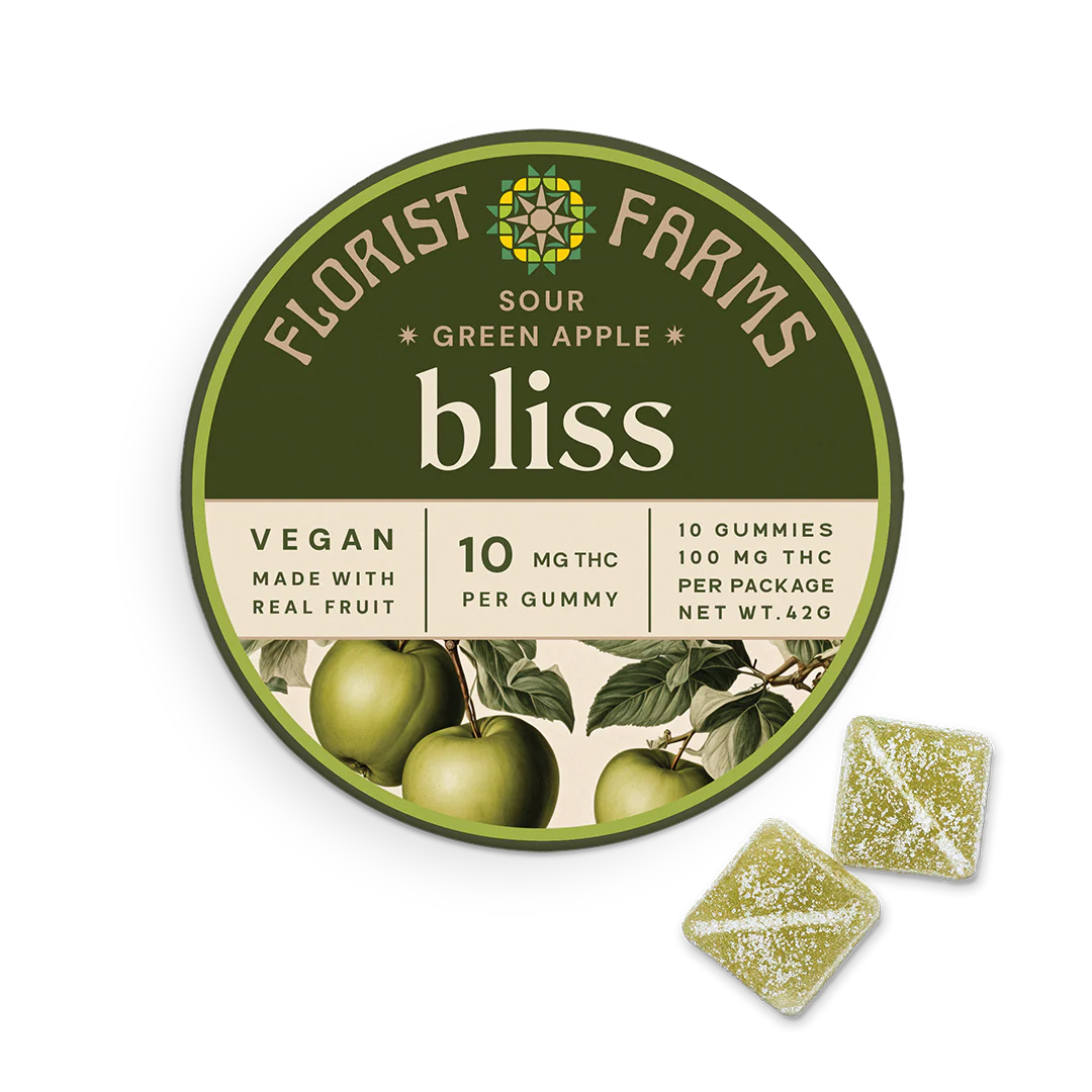 Florist Farms Bliss Sour Green Apple 10pk 10mg Gummies