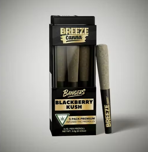 Breeze Bangers Pre Roll - Blackberry Kush (5pk)