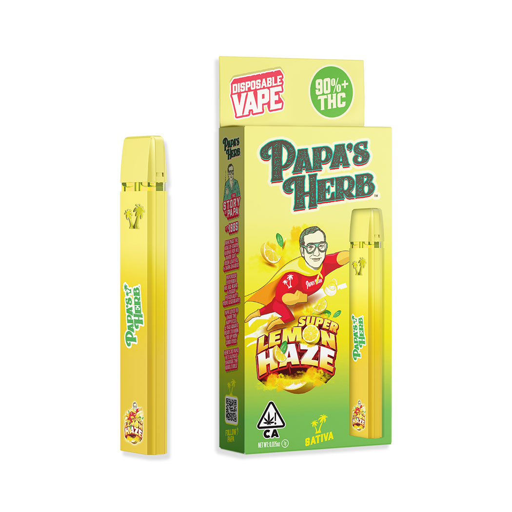 PAPA'S HERB - DISPOSABLE DISTILLATE - 1G - SUPER LEMON HAZE- SATIVA