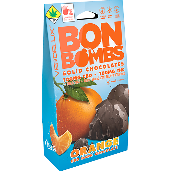 BON BOMBS 1:1 Orange Dark Chocolate 10-Pack Edibles Verdelux | 200mg
