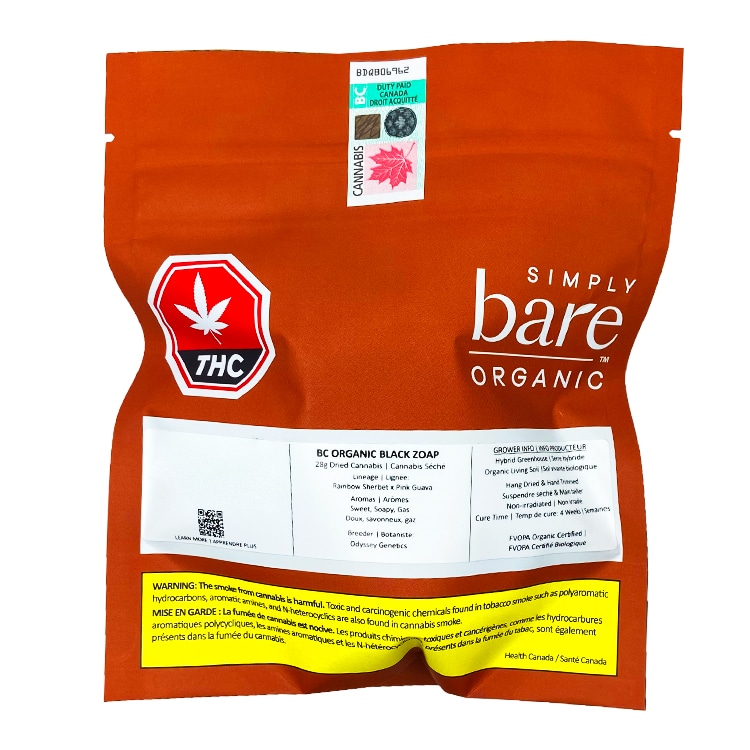 Simply Bare - BC Organic Black Zoap LTO Flower - Indica