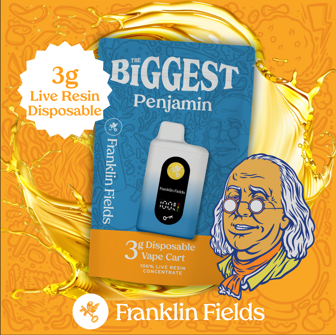 FRANKLIN FIELDS PENJAMIN | 3G LIVE RESIN DISPOSABLE | RUNTZ BREATH