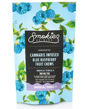 Smokiez Sweet Blue Raspberry Indica Fruit Chews 100mg