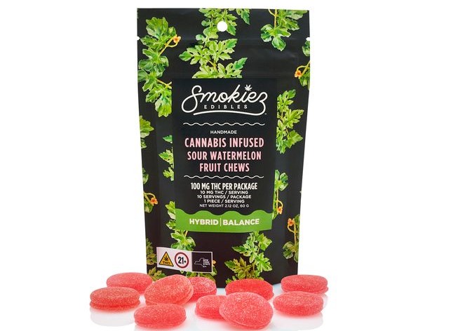 Sour Watermelon Hybrid  100mg THC Fruit Chews