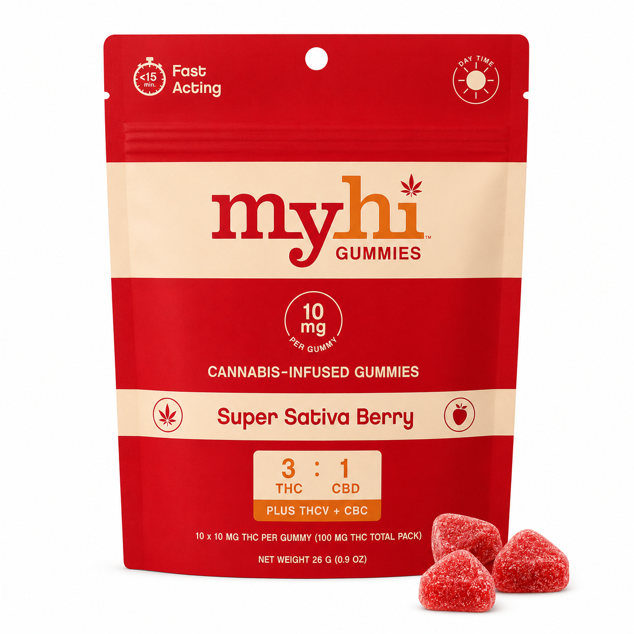 Super Sativa Berry (3:1 THC:CBD + THCv & CBC) - Fast Acting Gummies - 10 pieces (100mg)