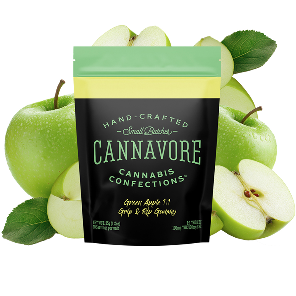 Cannavore | Green Apple 1:1 THC:CBC Gummies 100mg