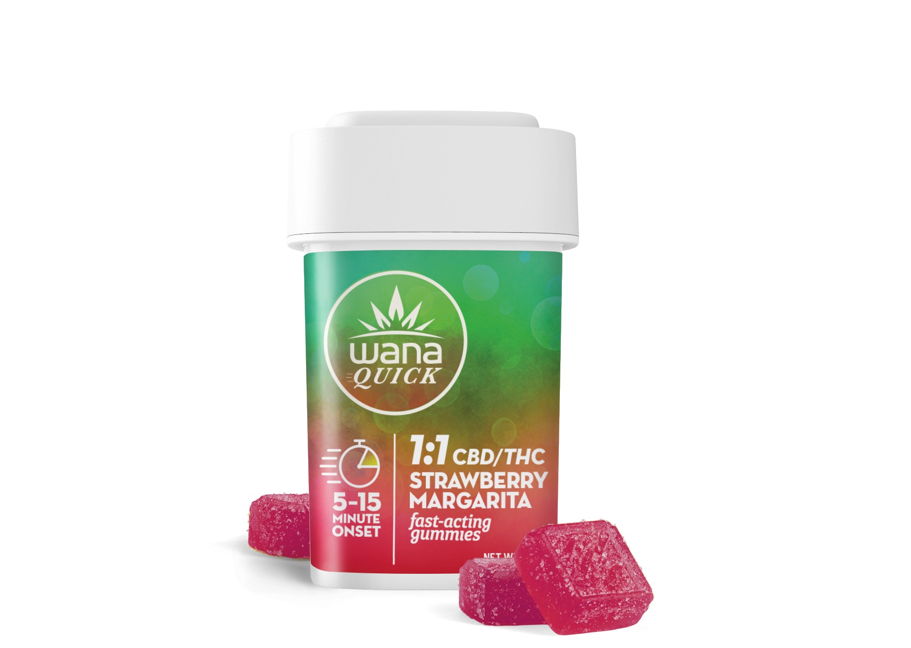 Wana Quick - Strawberry Margarita 1:1 THC:CBD Fast Acting Gummies 10pk - 100mg