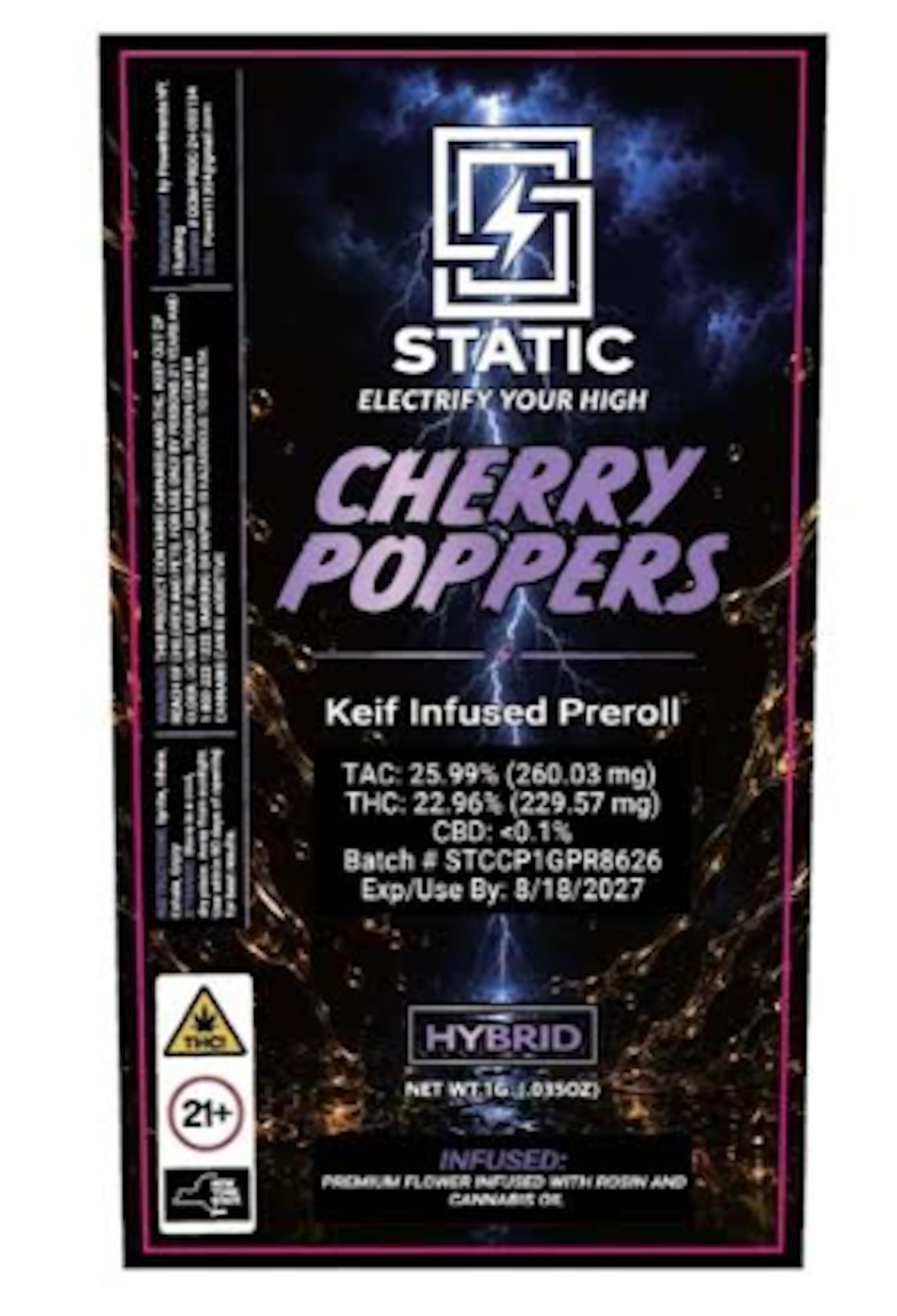 Static | Cherry Poppers Kief Infused Pre Roll