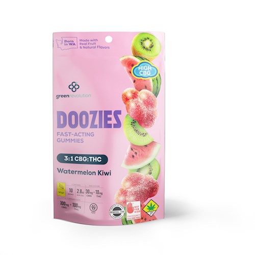 Doozies: Watermelon Kiwi 3:1 (CBG/THC) 10pk/400mg - Chews