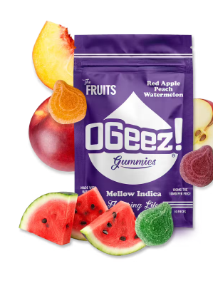 OGeez | Gummies | The Fruits  | Peach Red Apple Watermelon | Mellow Indica  | 10pack