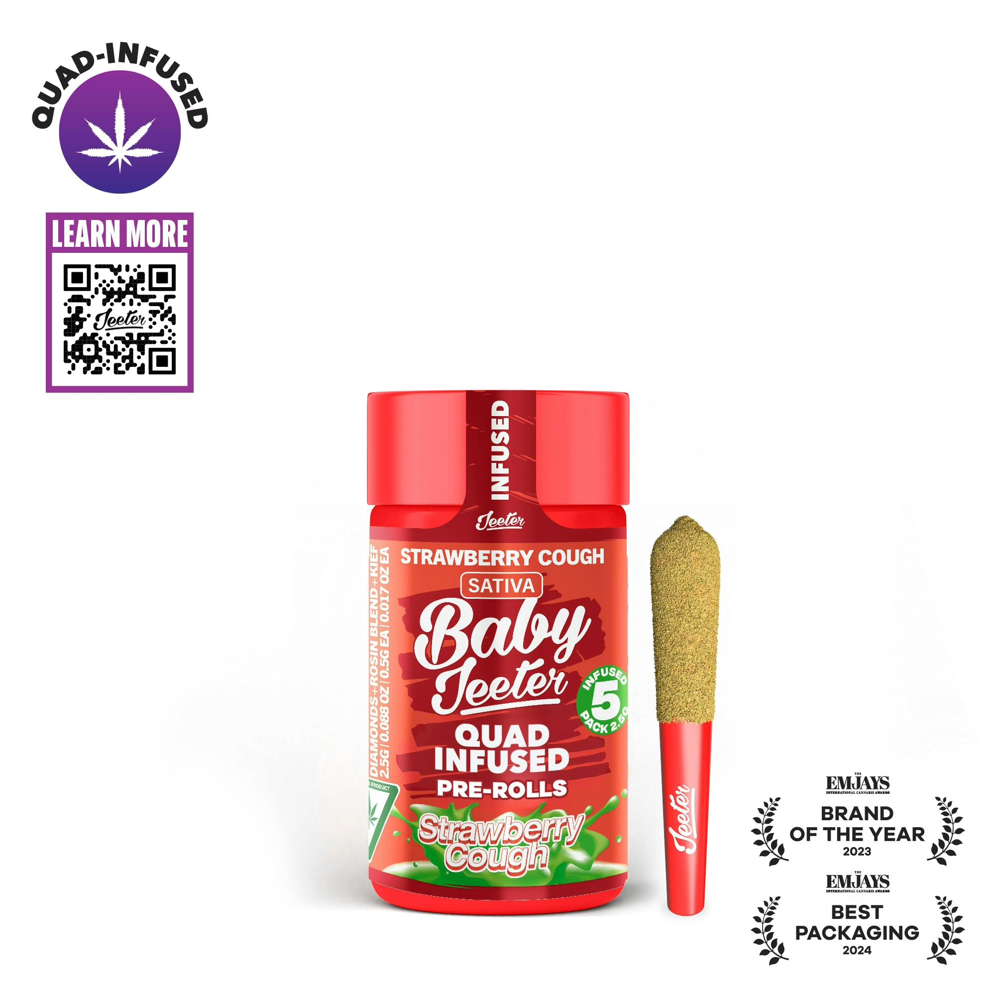 Strawberry Cough Baby Jeeter Infused Pre-Roll 5-pack | 2.5g