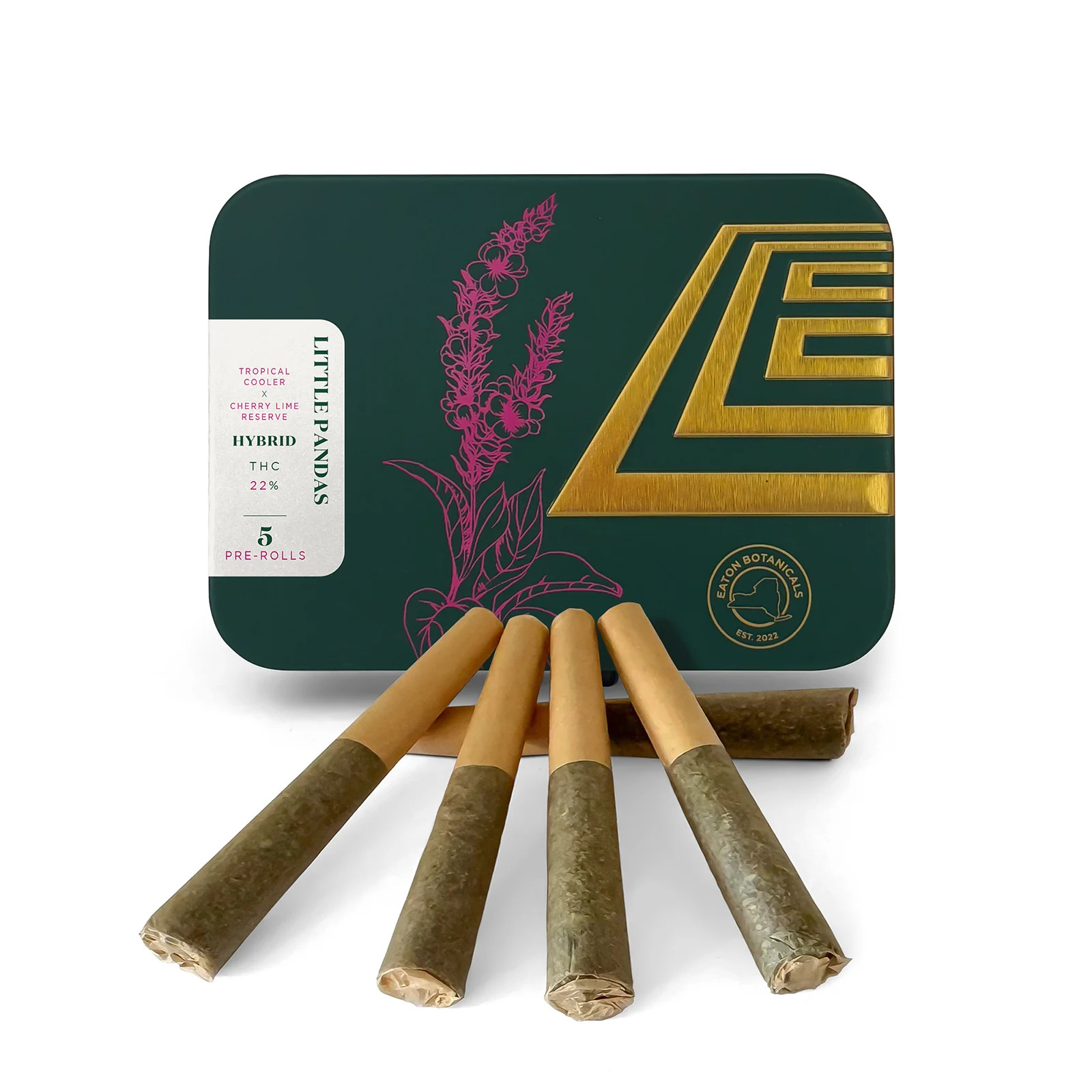 Little Pandas | Preroll | 5pk | Hybrid | Tropical Cooler | Sun Grown + Organic Mullein Leaf