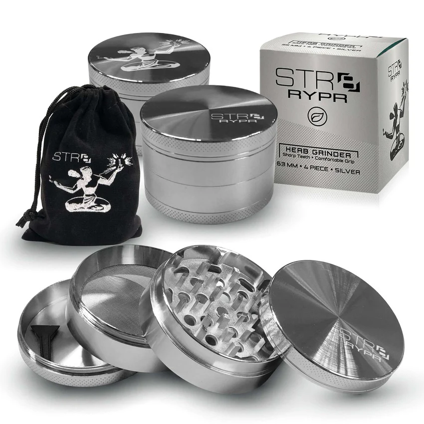 STR8 RYPR | Aluminum 4 Piece 63mm Grinder | Silver | Nuna Harvest
