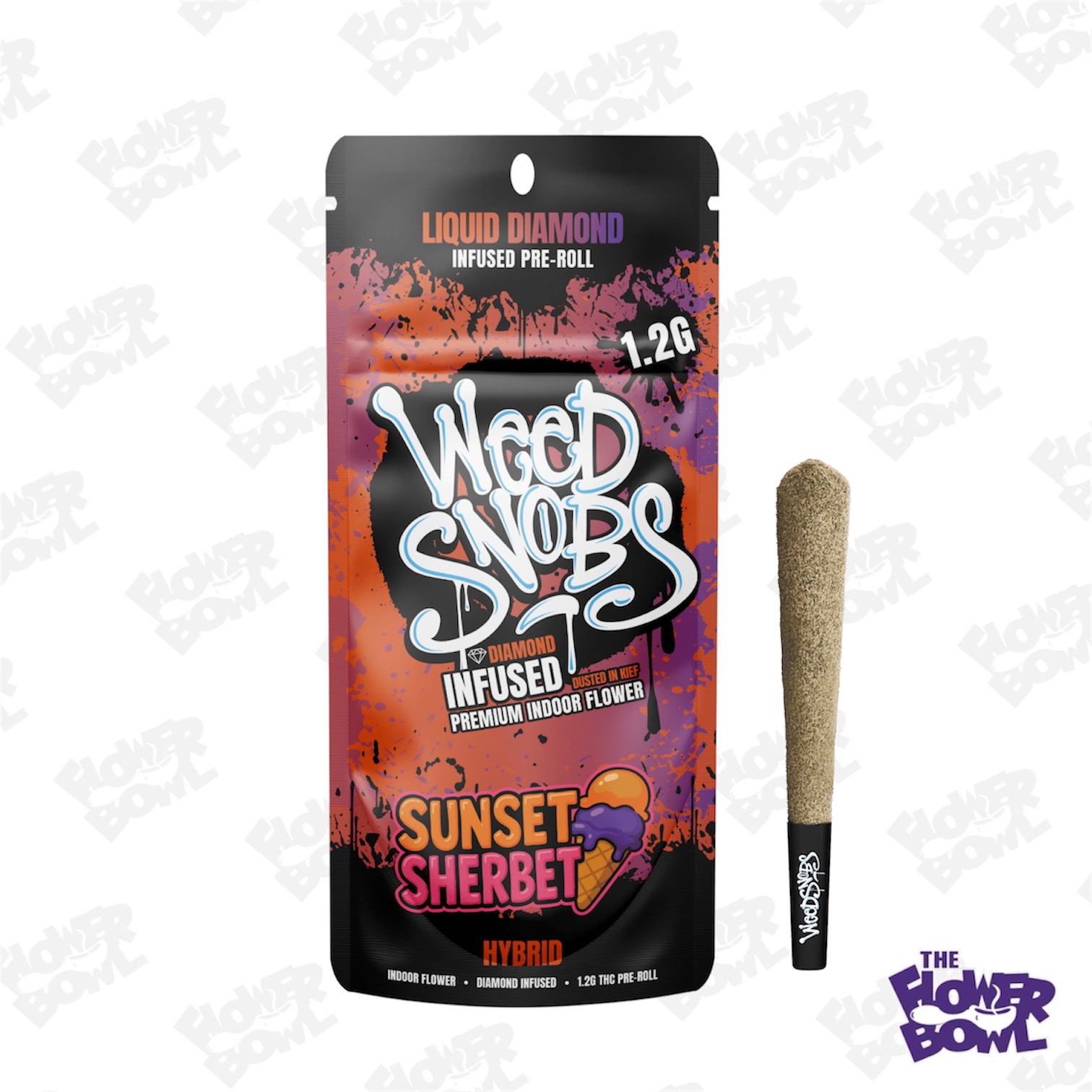 Weed Snobs: Sunset Sherbet 1.2g Liquid Diamonds Infused Prerolls (H)