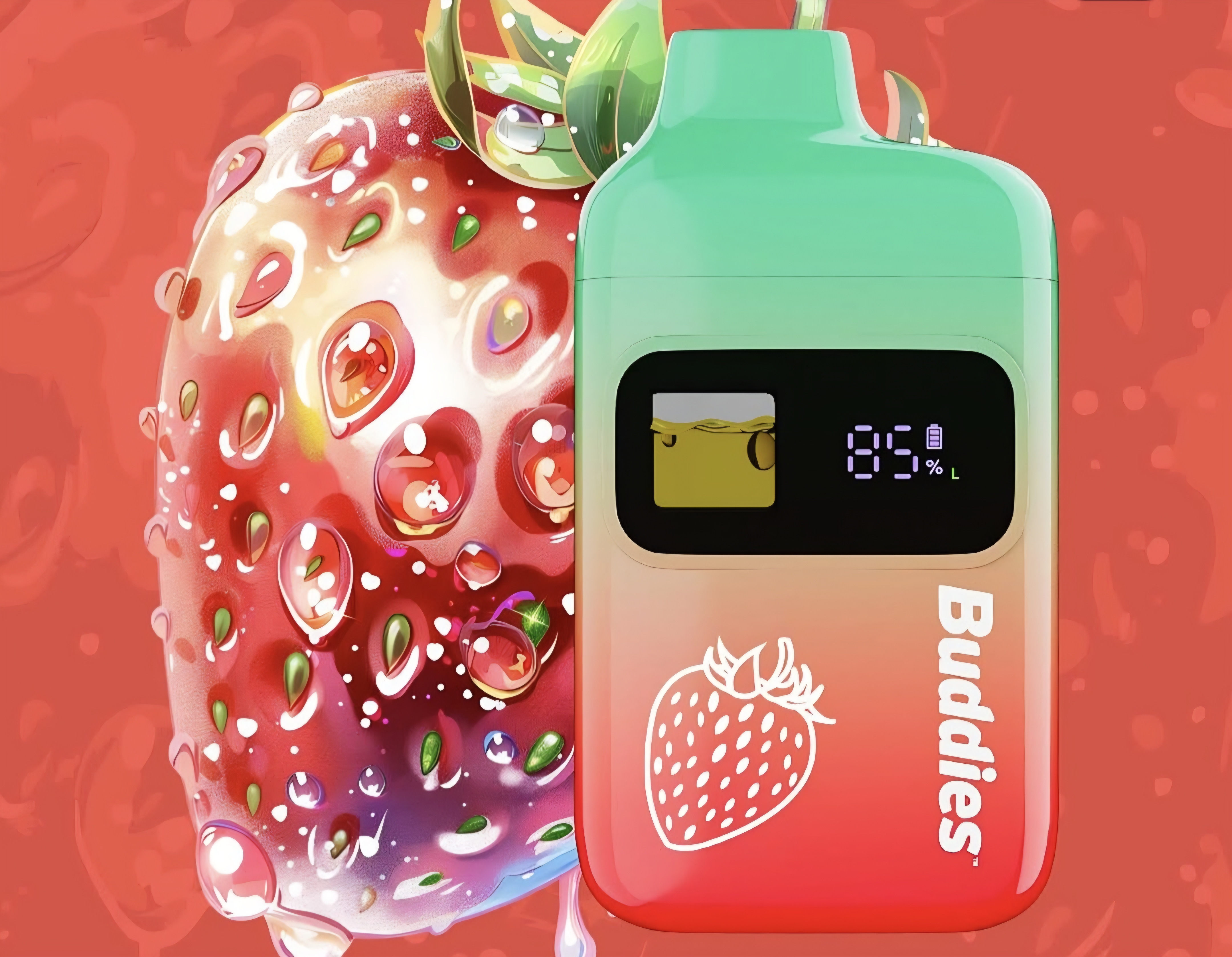 BUDDIES - DISPOSABLE - VAPE DISTILLATE - 2G - STRAWBERRY COUGH