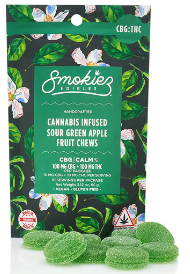 Smokiez Sour Green Apple 1:1 CBG 100mg