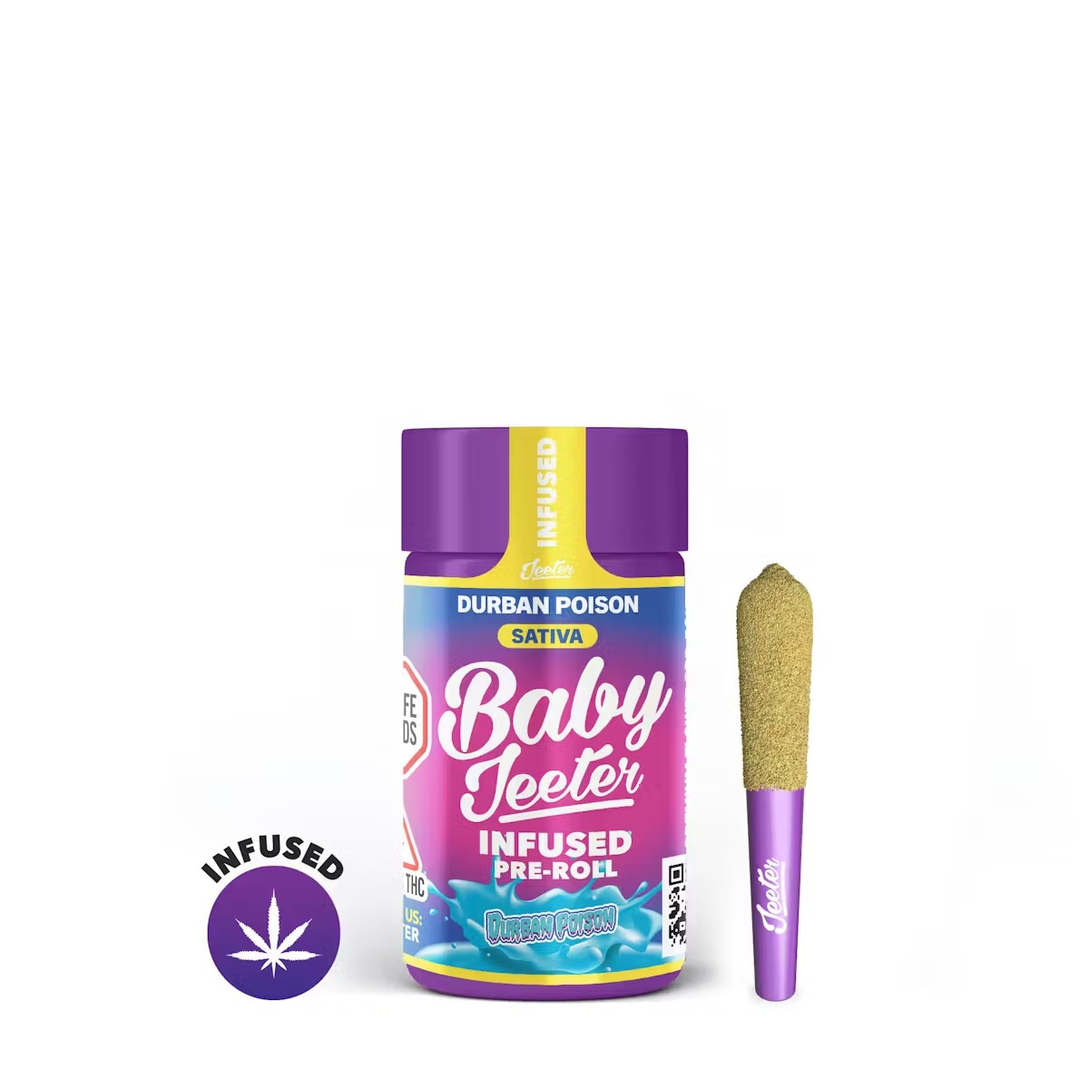 Durban Poison Baby Jeeter | Infused Pre-Roll 5pk | 0.5g Each product photo