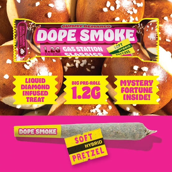 Dope Smoke: Soft Pretzel Gas Station 1.2G Liquid Diamond Infused Preroll