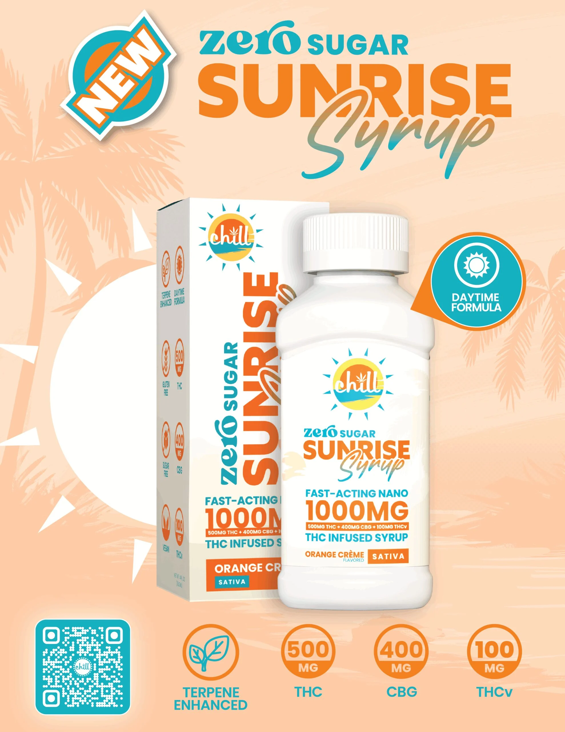 Chill AM - Sunrise Orange Creme - 100mg - Zero Sugar THC Infused Syrup