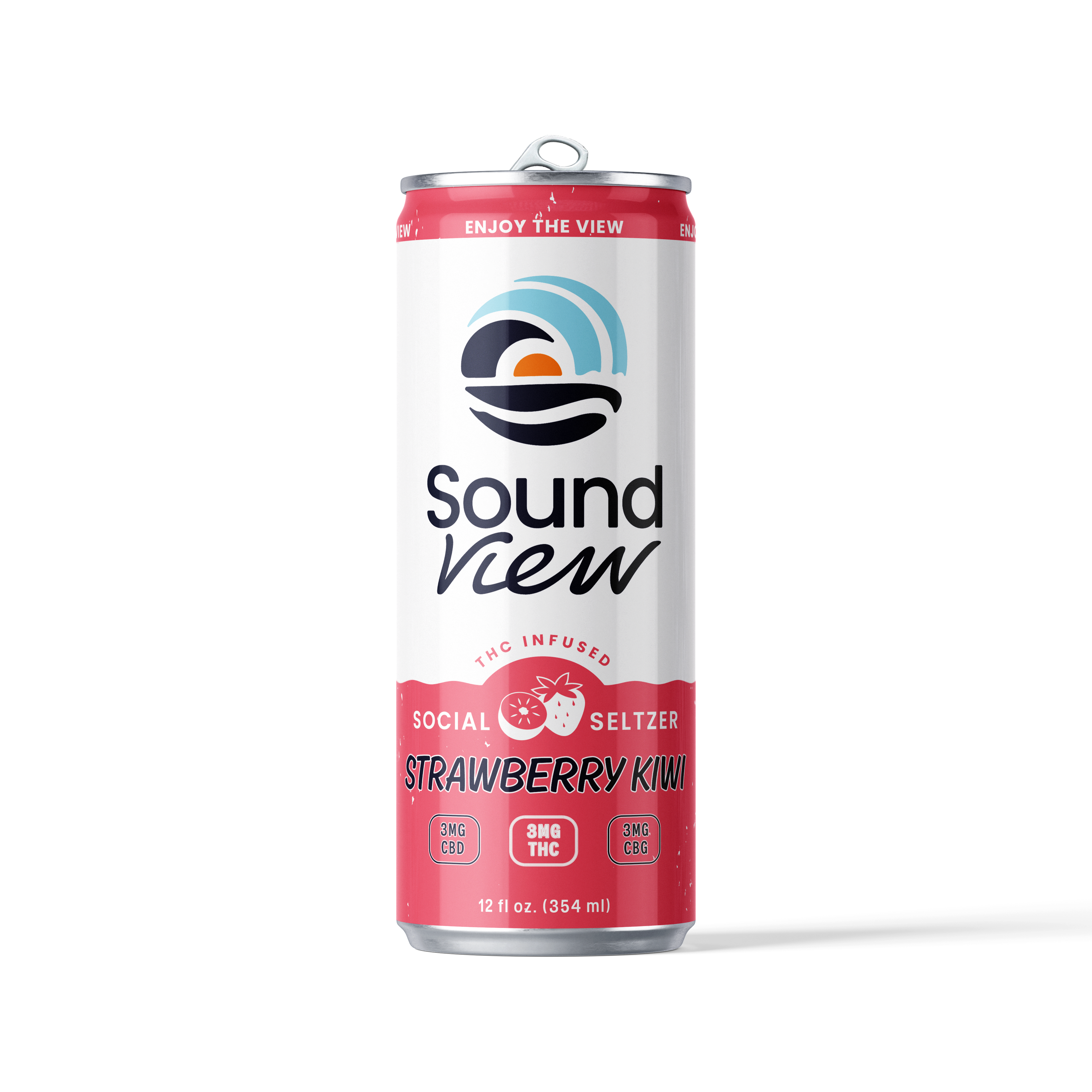 SoundView Strawberry Kiwi 12 oz THC Seltzer (3mg THC 3mg CBD 3mg CBG)