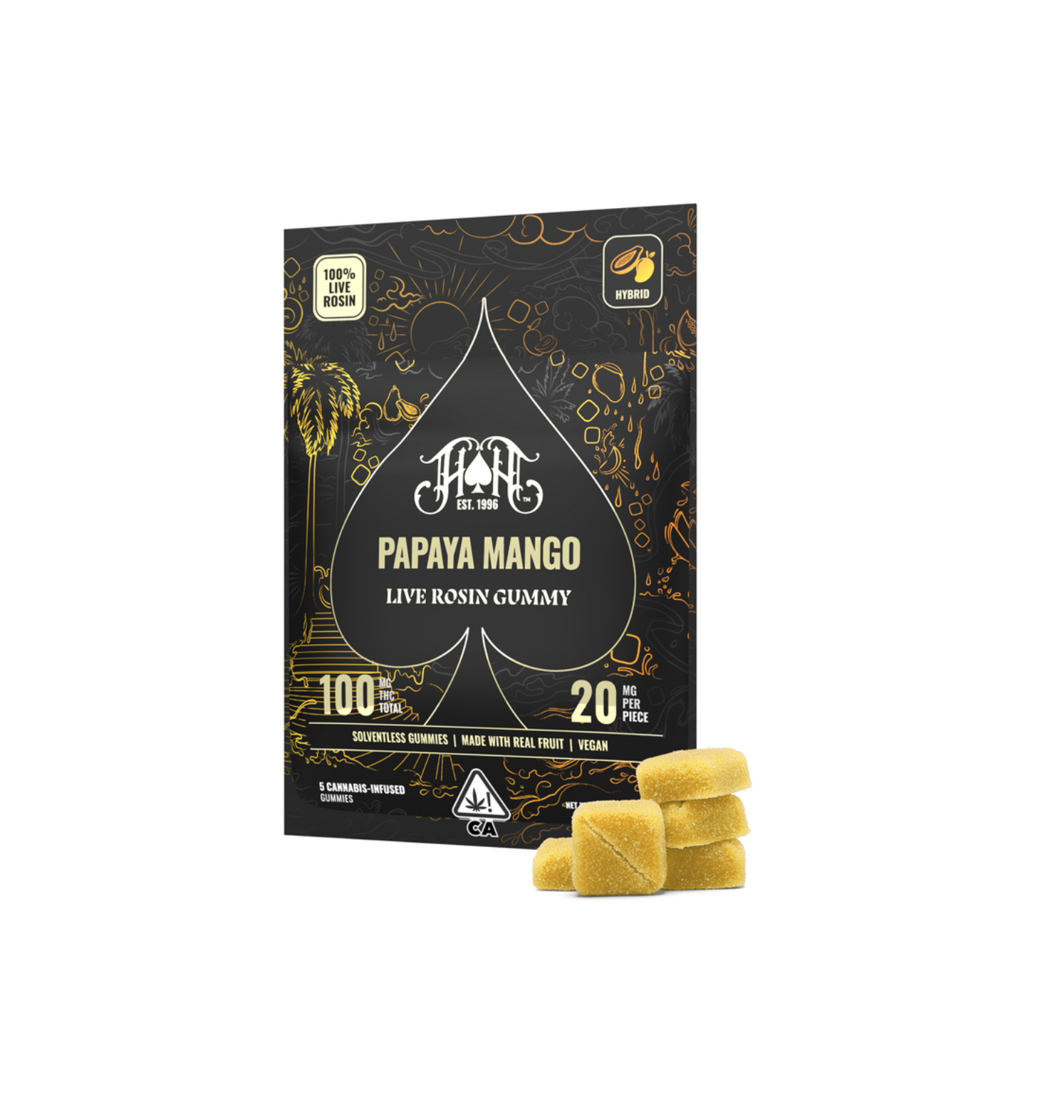 Heavy Hitters - Papaya Mango Live Rosin 5pk Gummies - 100mg