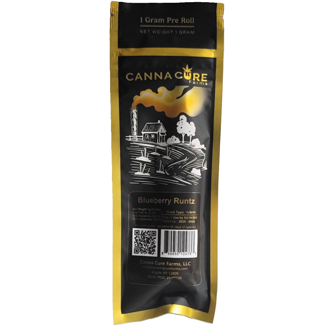 Canna Cure | Pre Rolls | Blueberry Runtz | 1g Pre Roll