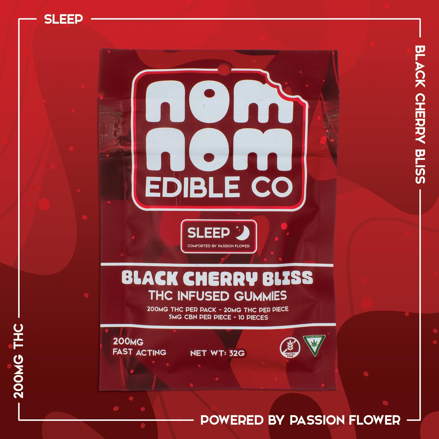 Black Cherry Bliss | 20mg x 10 4:1 CBN Sleep | Nom Nom