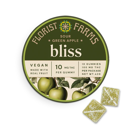 Florist Farms | Gummy | Sour Green Apple | Bliss | 10 Pack | 10mg