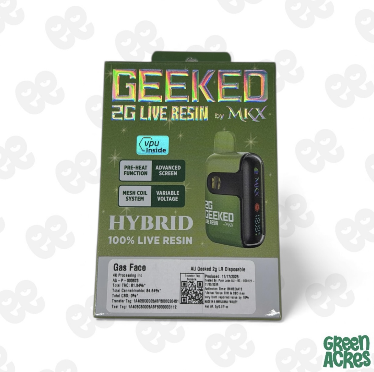 Face Live Resin Vape Disposable